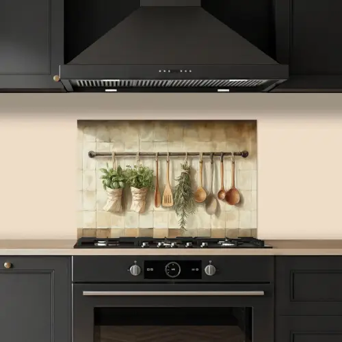 Hout - Keukengerei - Stilleven - Tegels keuken achterwand spatscherm klein -sfeer1