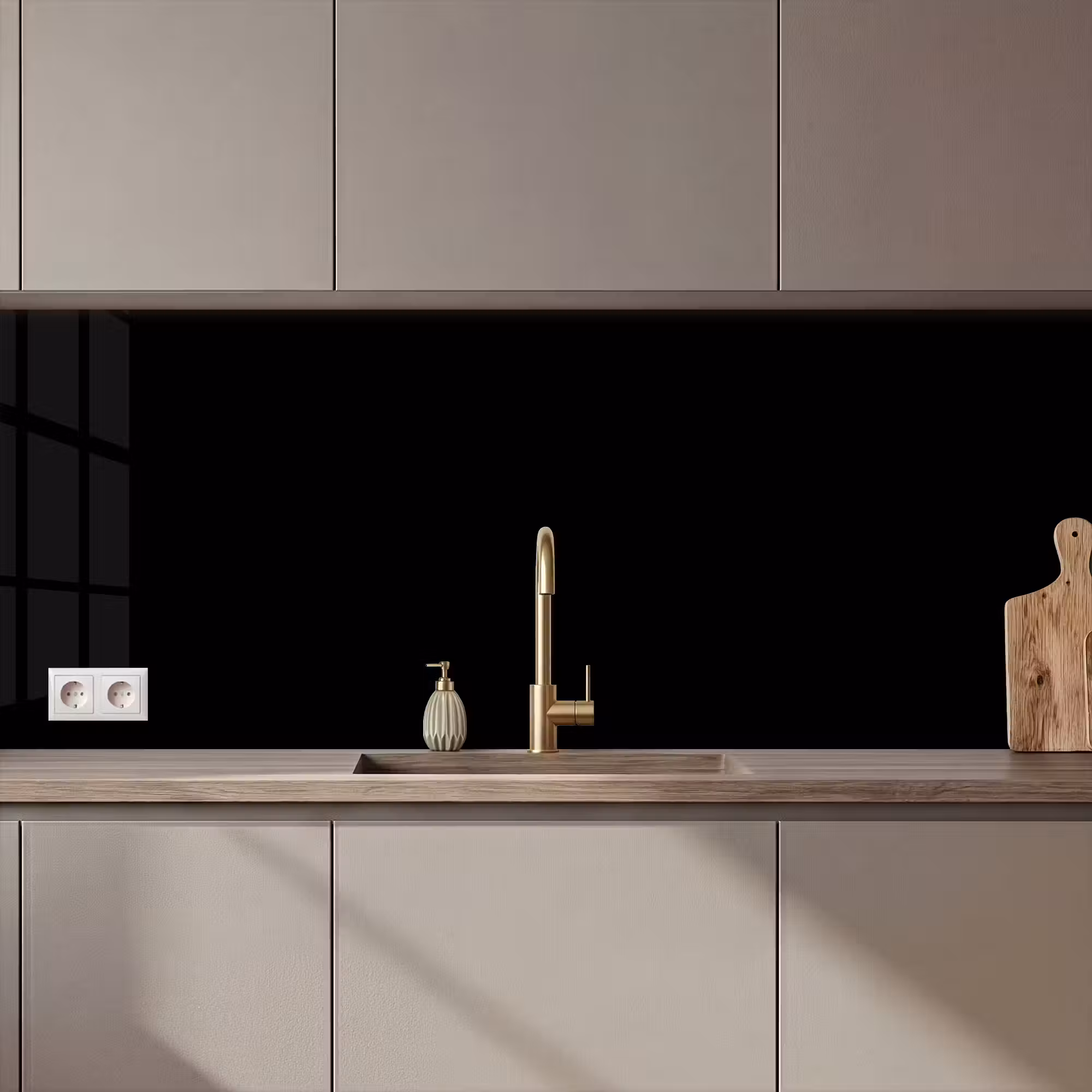Kitchen Wall Splashback - Black - Solid color