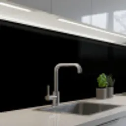 Zwart - Effen kleur keuken achterwand 2 middel 871 -3d_schuin