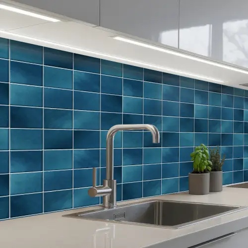 Keramiek - Structuur - Tegel - Blauw keuken achterwand 2 middel 871 -3d_schuin
