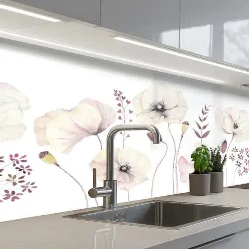 Bloemen - Pastel - Planten - Wit keuken achterwand 2 middel -3d_schuin