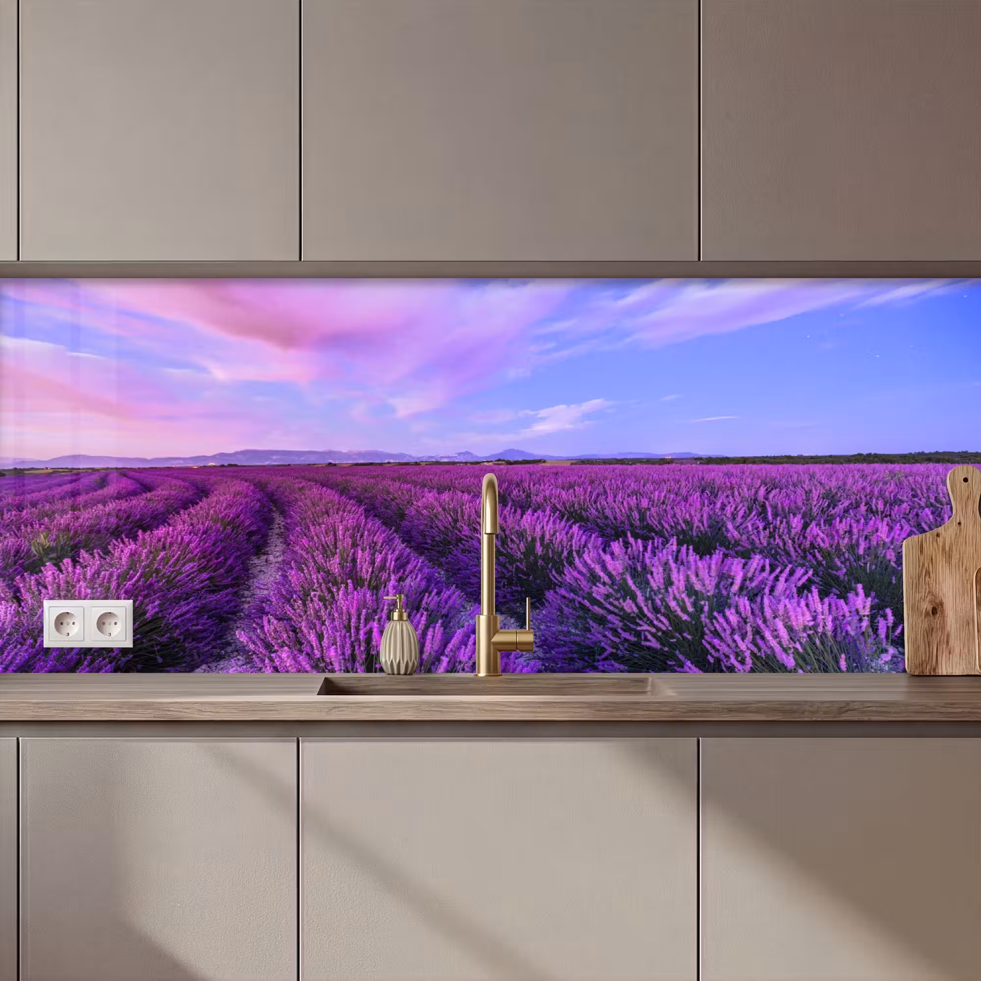 Kitchen Wall Splashback - Lavender - Purple - Flowers - Nature