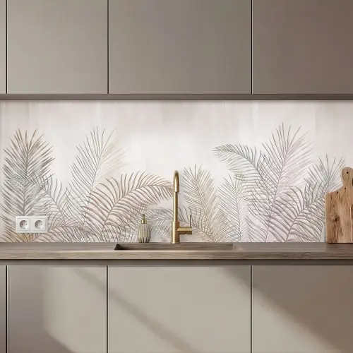 Bladeren - Beige - Botanisch - Vintage keuken achterwand 2 middel zz_3dshopping