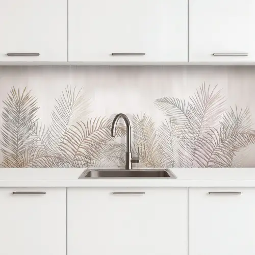 Bladeren - Beige - Botanisch - Vintage keuken achterwand 2 middel -3d