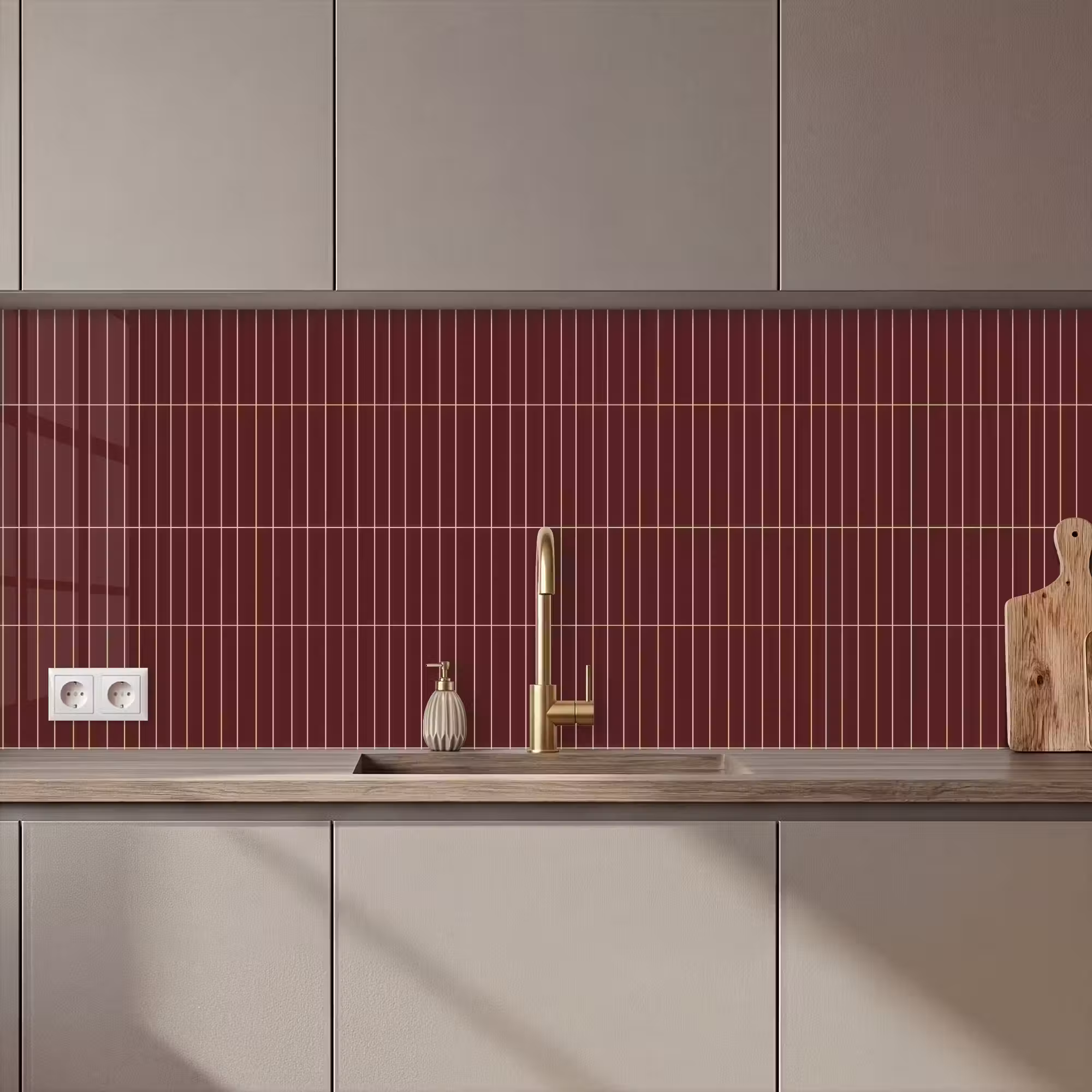Kitchen Wall Splashback - Lines - Pattern - Bordeaux