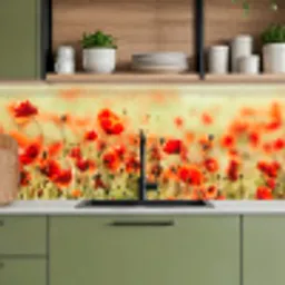 Klaprozen - Bloemen - Rood - Bloemenveld keuken achterwand 2 middel -sfeer3