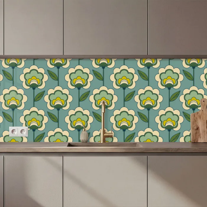 Retro - Design - Jaren 70 - Bloem keuken achterwand 2 middel 871 zz_3dshopping