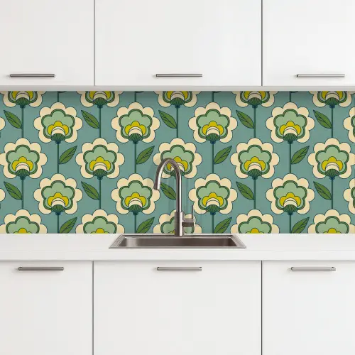 Retro - Design - Jaren 70 - Bloem keuken achterwand 2 middel 871 -3d