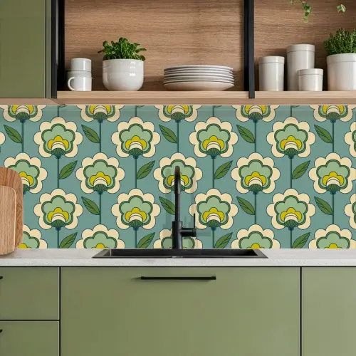Retro - Design - Jaren 70 - Bloem keuken achterwand 2 middel 871 -sfeer3