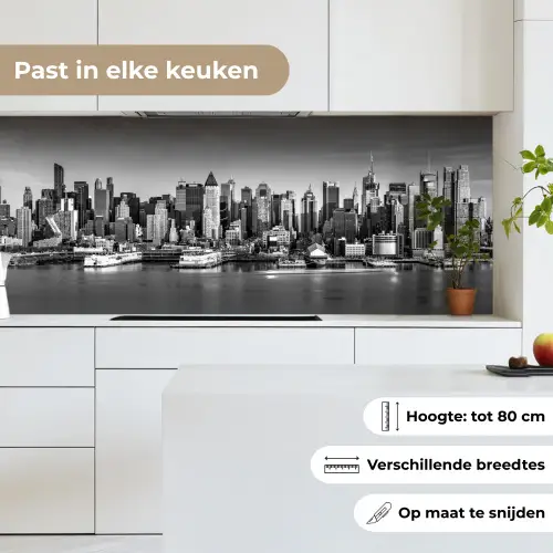 Skyline - Stad - Wolkenkrabbers - Zwart - Wit keuken achterwand 2 middel -sfeer4_NL