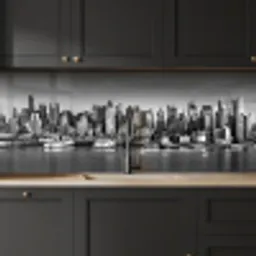 Skyline - Stad - Wolkenkrabbers - Zwart - Wit keuken achterwand 2 middel -sfeer1