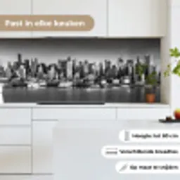 Skyline - Stad - Wolkenkrabbers - Zwart - Wit keuken achterwand 2 middel -sfeer4_NL