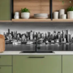 Skyline - Stad - Wolkenkrabbers - Zwart - Wit keuken achterwand 2 middel -sfeer3