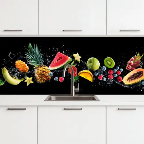 Splash - Fruit - Zwart keuken achterwand 2 middel -3d