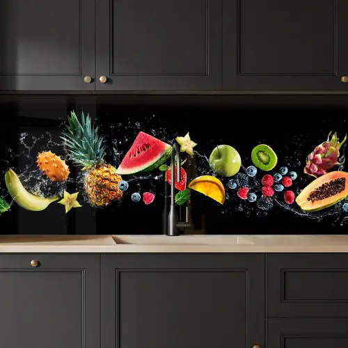 Splash - Fruit - Zwart keuken achterwand 2 middel -sfeer1