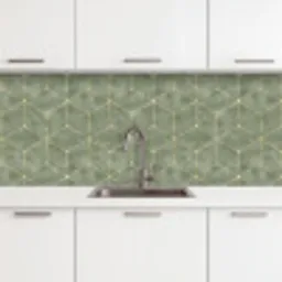 Subtiel - Geometrisch - Goud - Groen keuken achterwand 2 middel 871 -3d