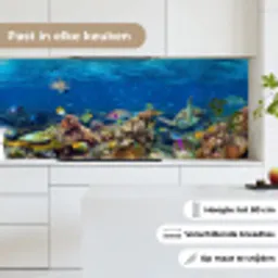 Onderwaterlandschap - Vissen - Schildpad - Blauw keuken achterwand 2 middel -sfeer4_NL