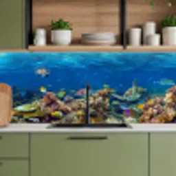 Onderwaterlandschap - Vissen - Schildpad - Blauw keuken achterwand 2 middel -sfeer3