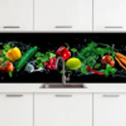 Groente - Splash - Zwart keuken achterwand 2 middel -3d