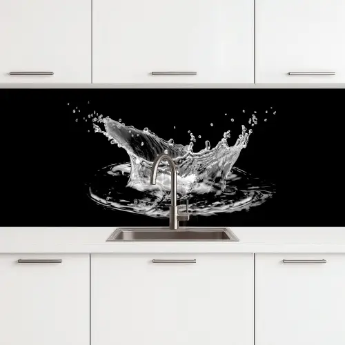 Water - Splash - Water - Zwart keuken achterwand 2 middel -3d