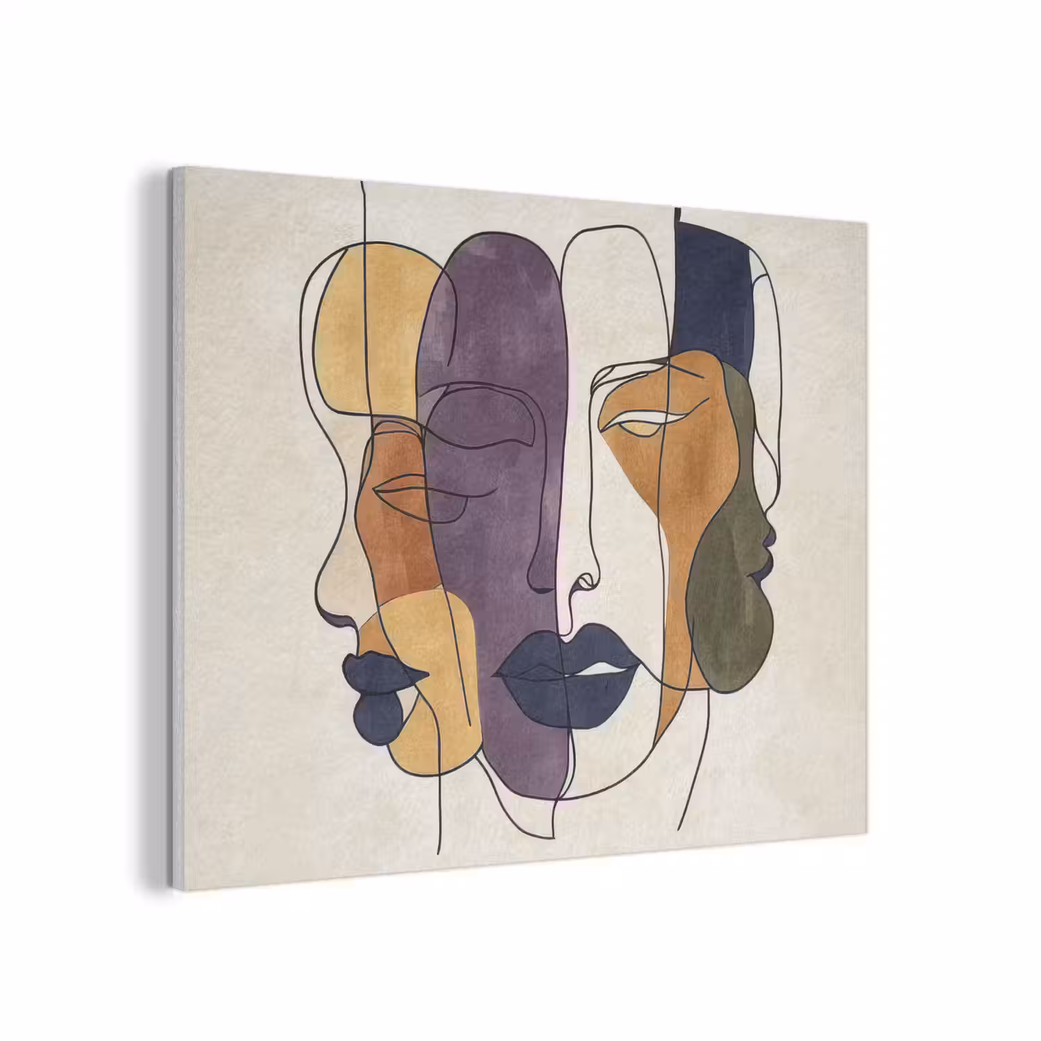 Abstract - Overlappende gezichten - Paars - Donkergroen PET vilt klein -3d