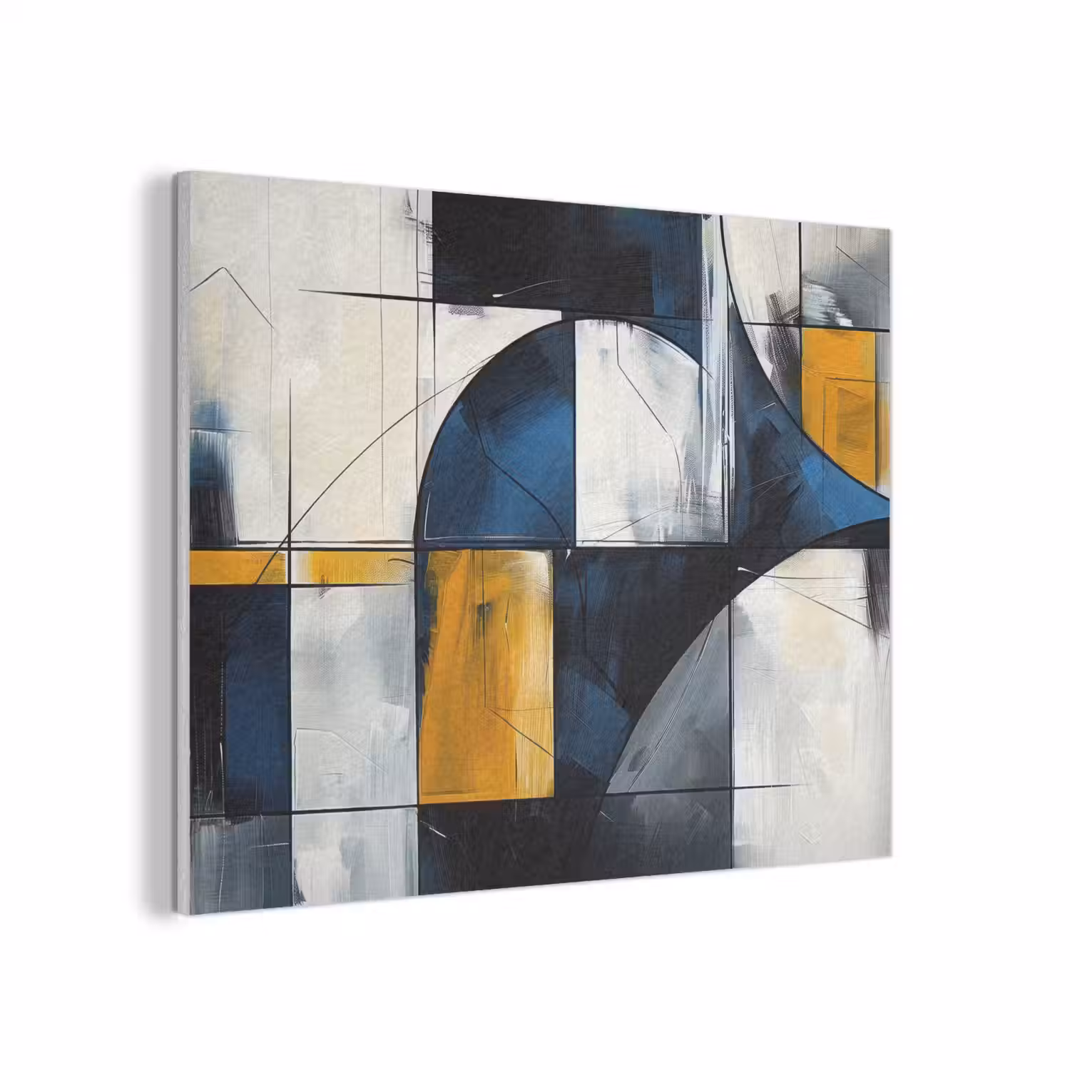 Abstract - Vormen - Goud - Blauw - Geometrisch PET vilt klein -3d