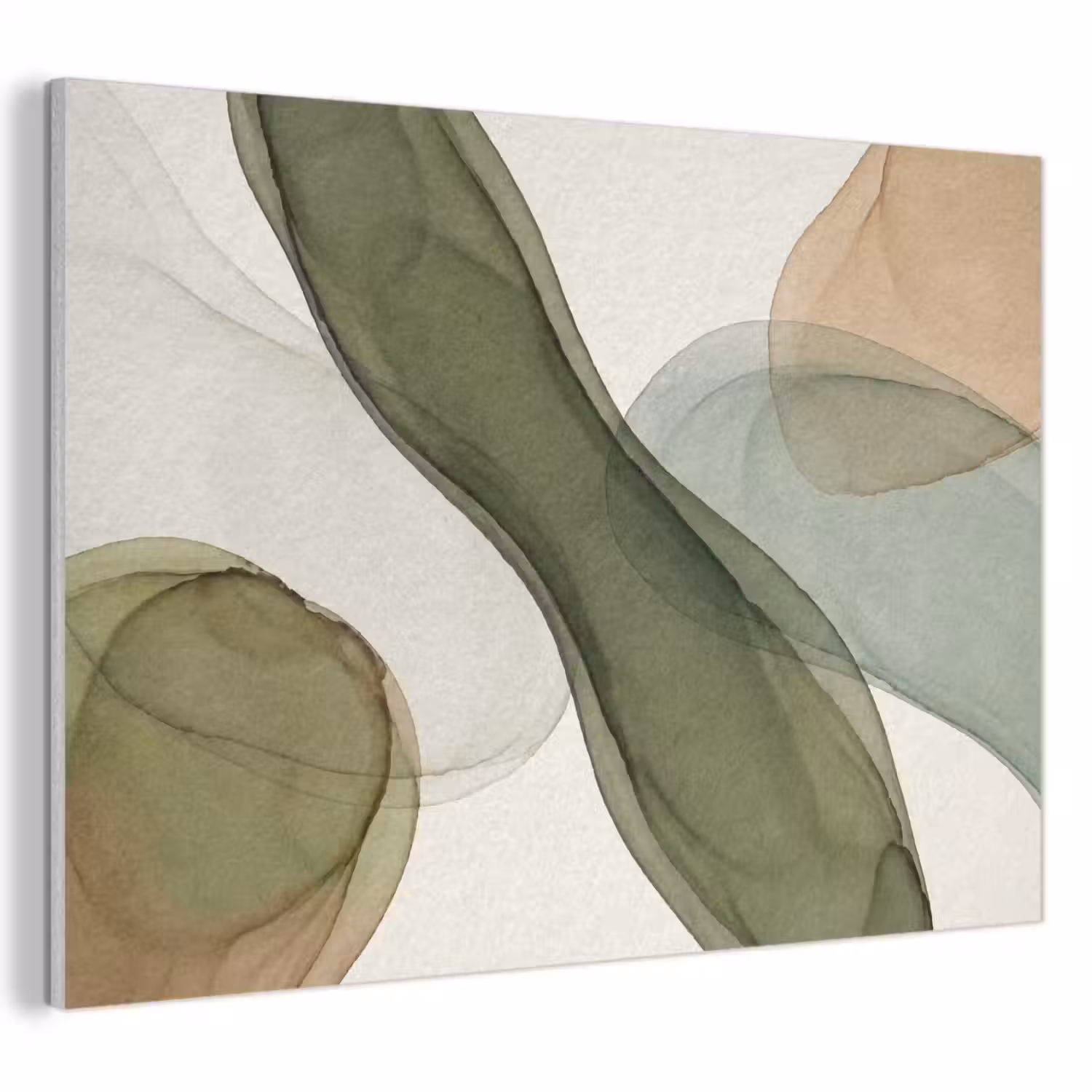Abstract - Vormen - Modern - Kunst - Groen - Bruin PET vilt klein -3d
