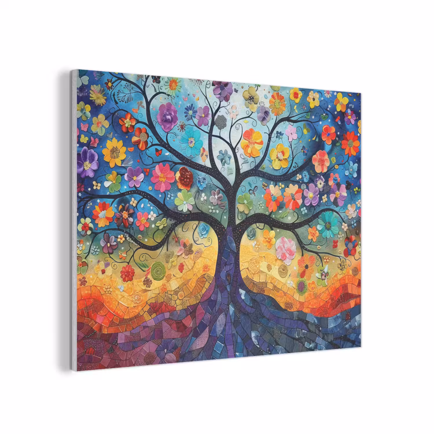 Kunst - Levensboom - Bloemen - Hippie PET vilt klein -3d