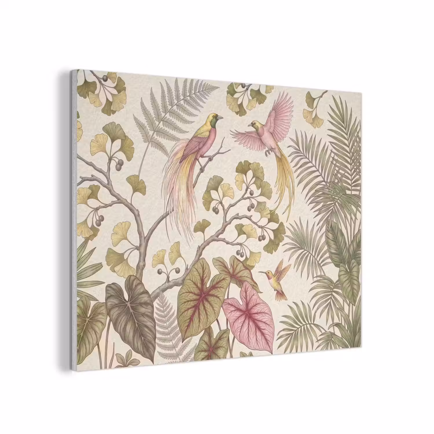 Vogels - Tropisch - Botanisch - Roze PET vilt klein -3d