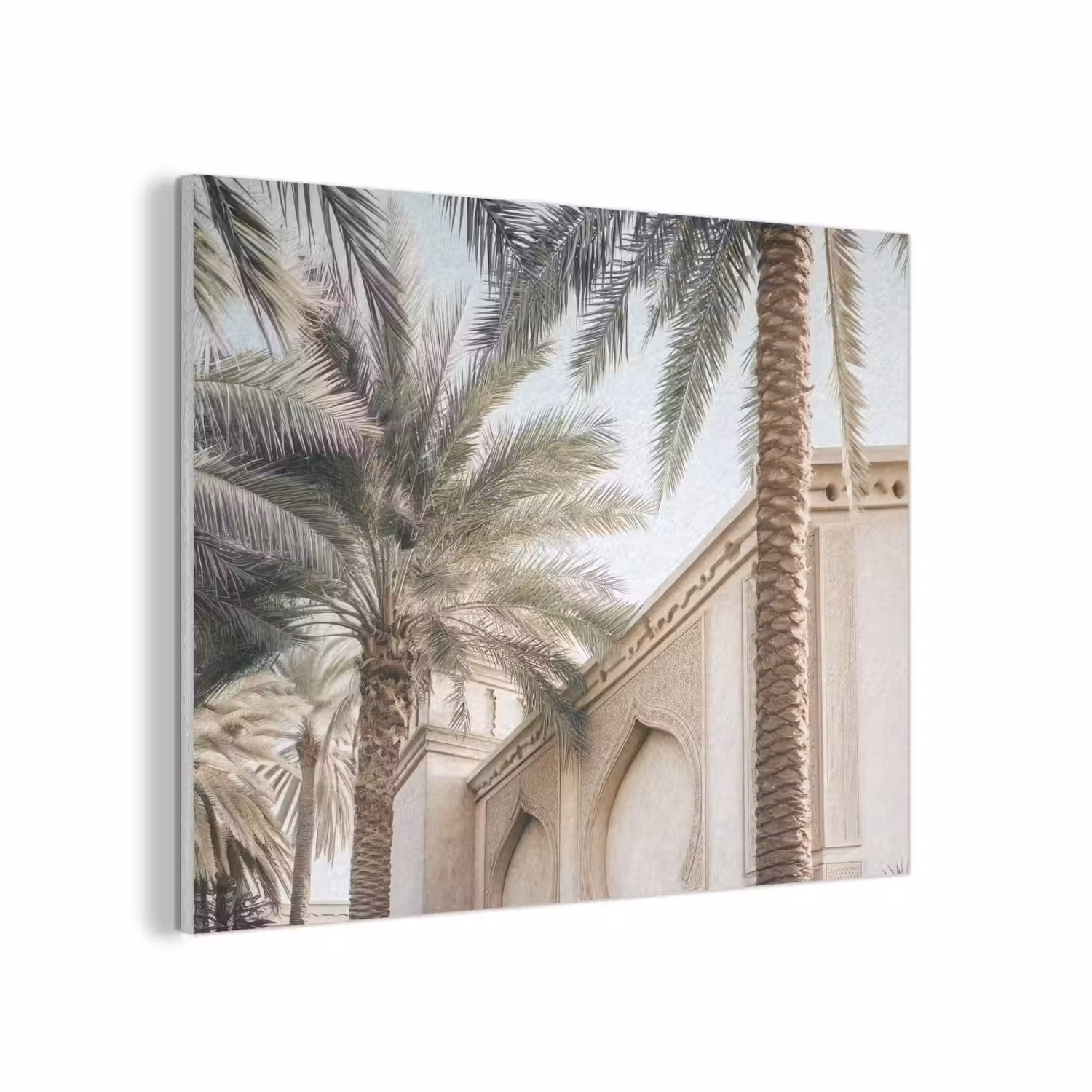 Gebouw - Palmbomen - Beige - Zon PET vilt klein -3d