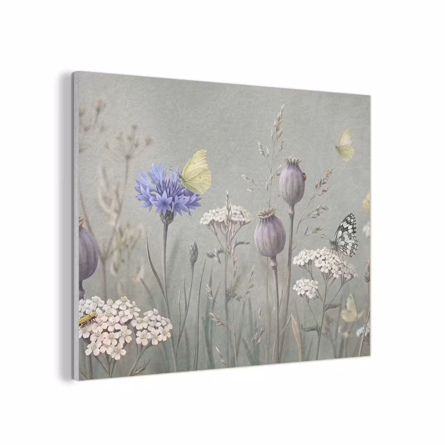 Vlinders - Wildbloemen - Illustratie - Kleurrijk PET vilt klein -3d