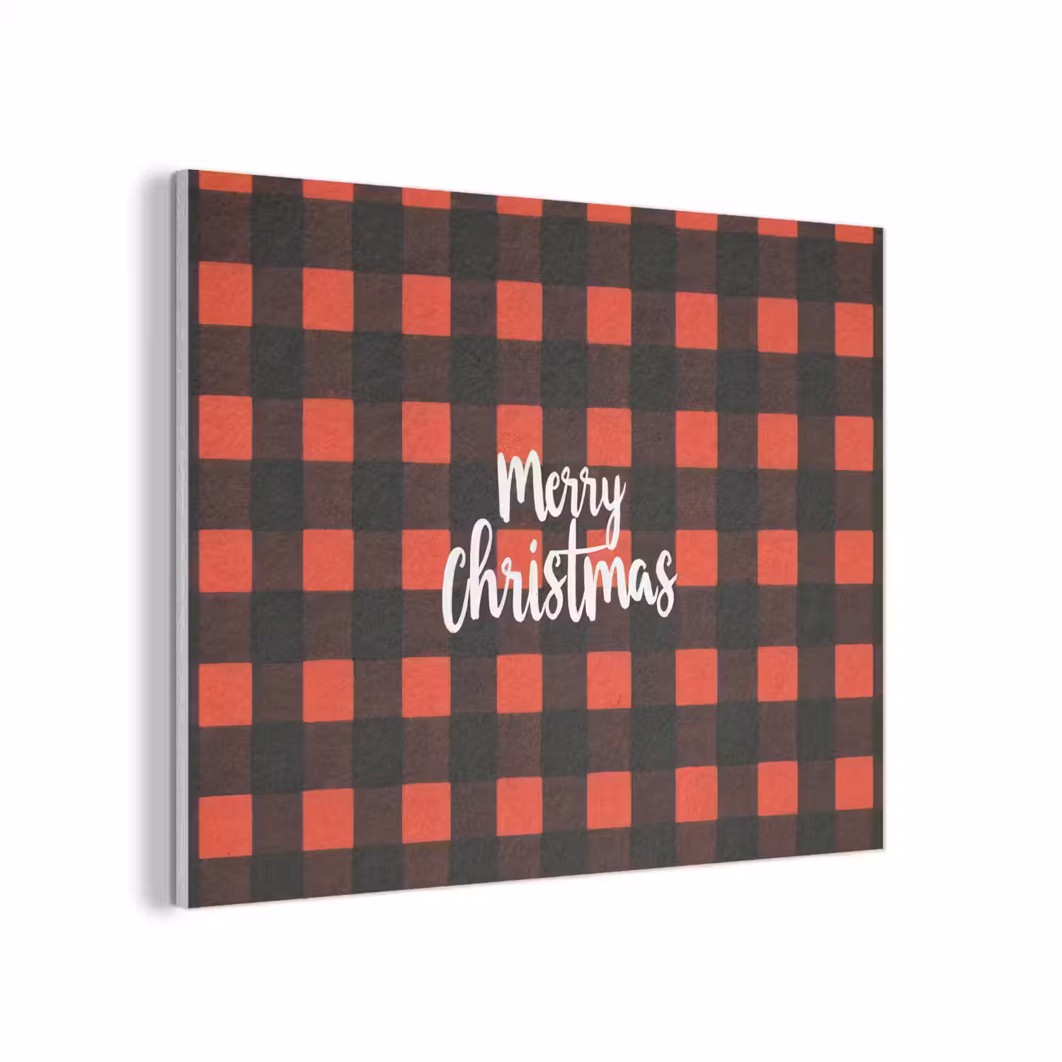 Geruit - Rood - Tekst - Christmas PET vilt klein -3d