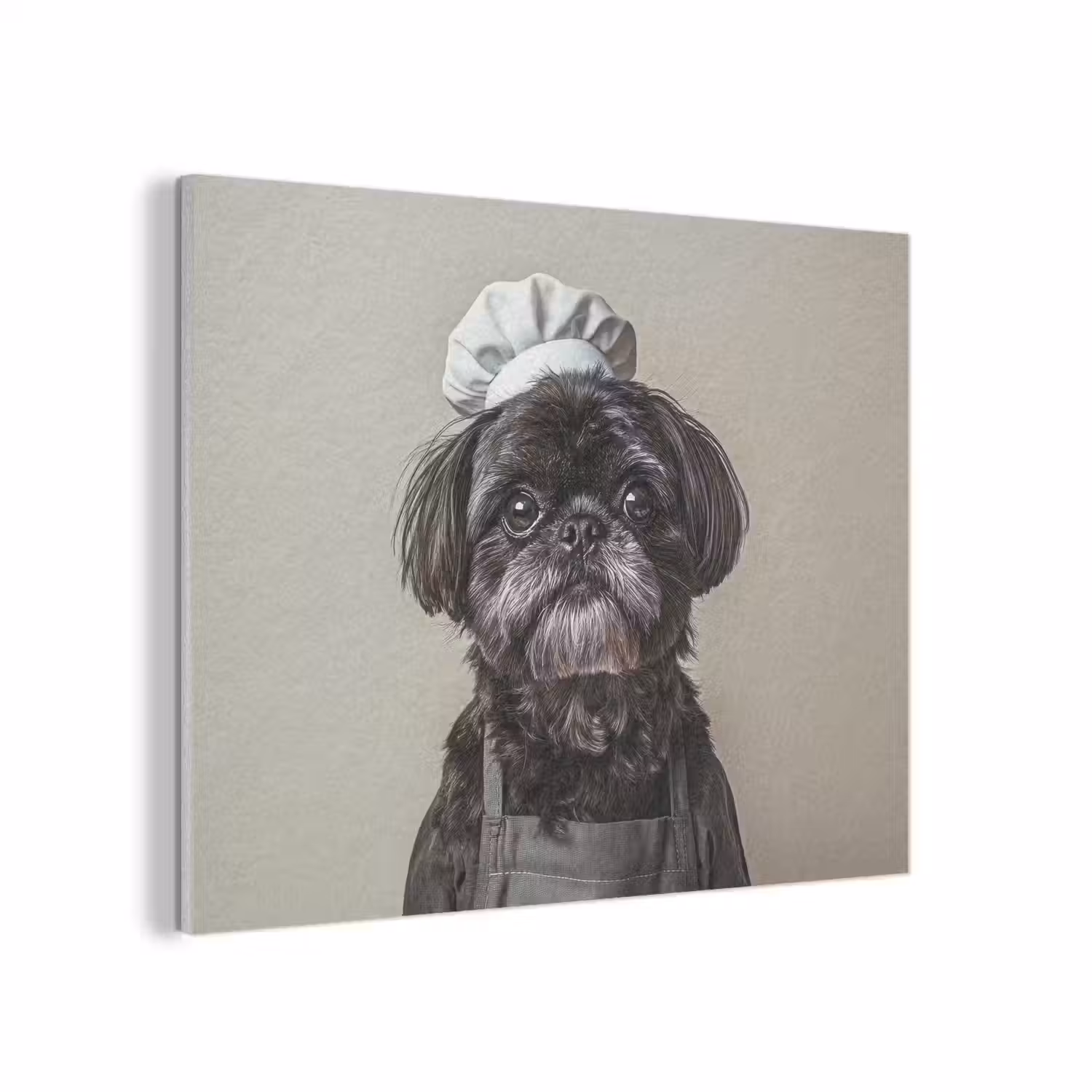 Kokskleding - Zwart - Hondje PET vilt klein -3d