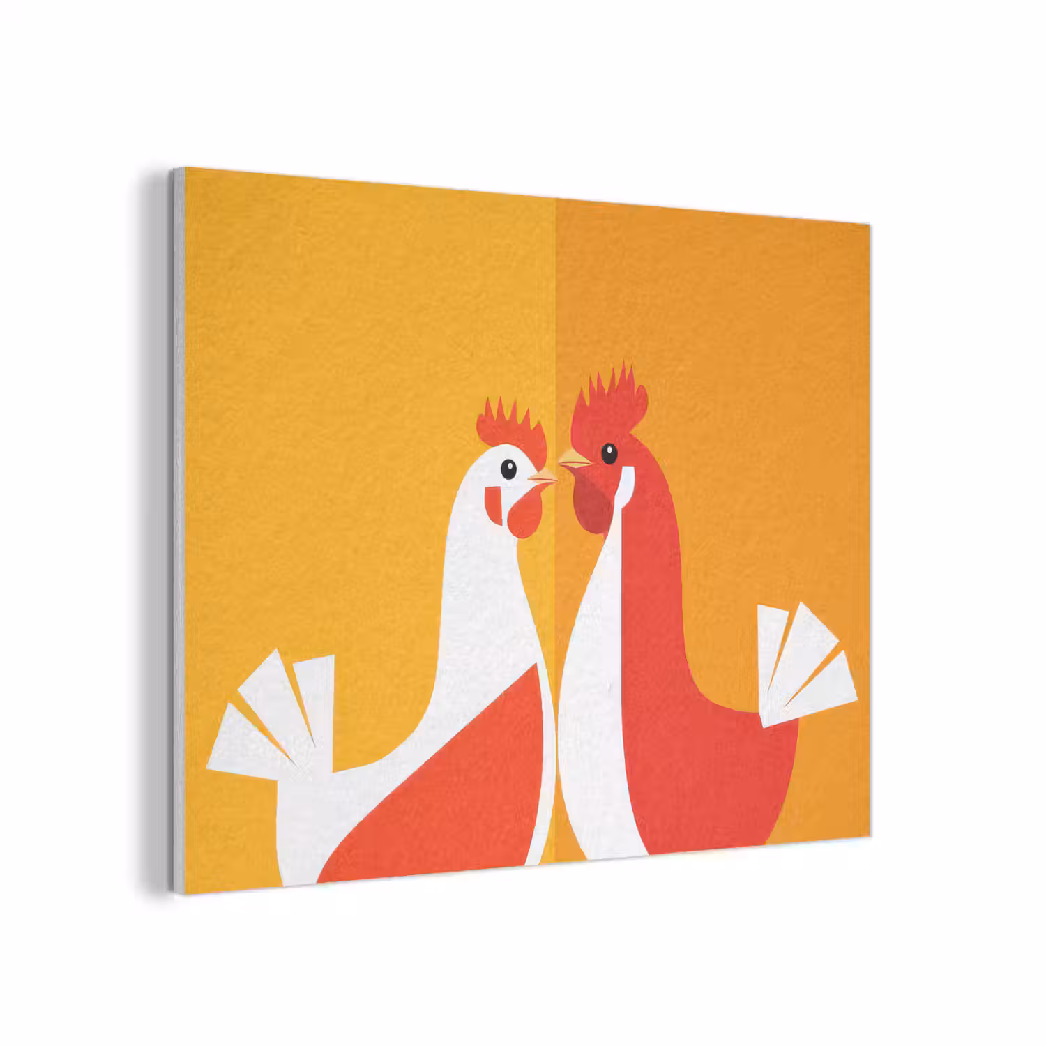 Kippen - Oranje - Vlakken PET vilt klein -3d