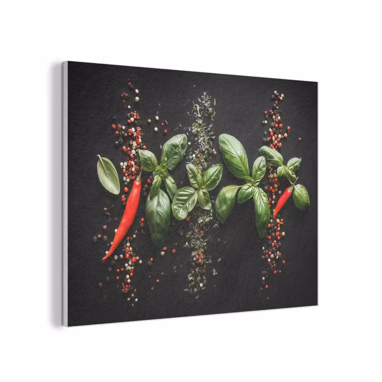 Chilipepers - Basilicum - Blaadjes - Rood PET vilt klein -3d