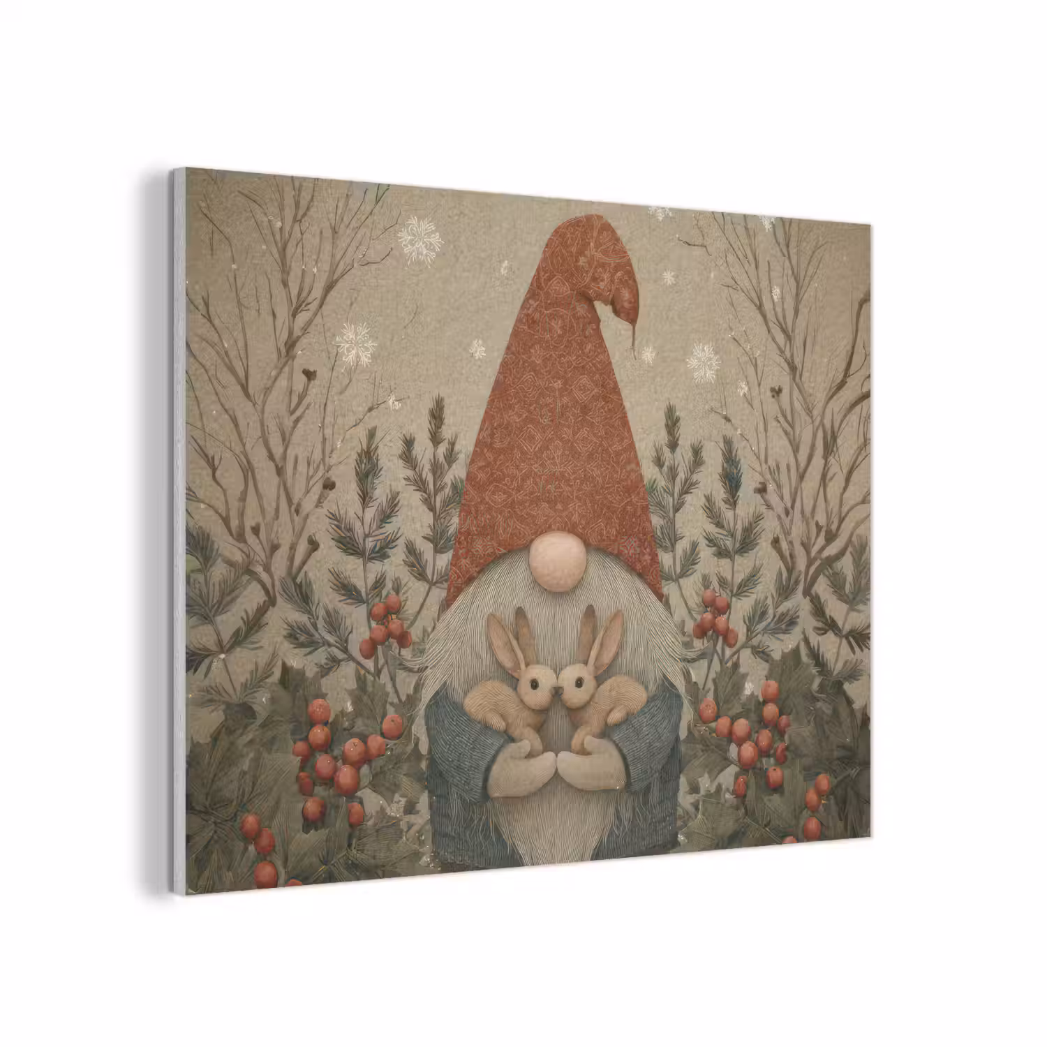 Kerstgnome - Konijntjes - Kleurrijk PET vilt klein -3d