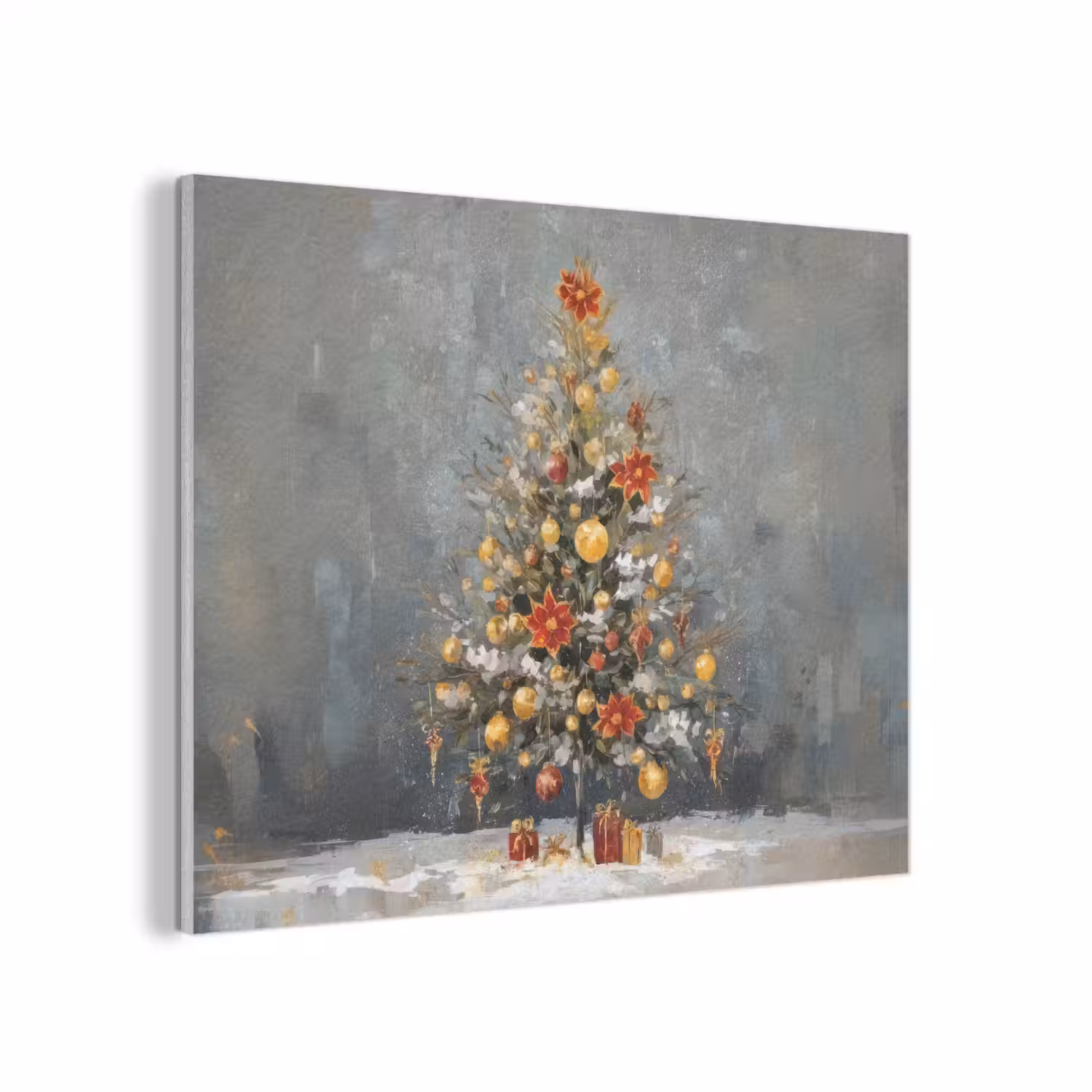 Kerstboom - Cadeaus - Rood - Goud PET vilt klein -3d