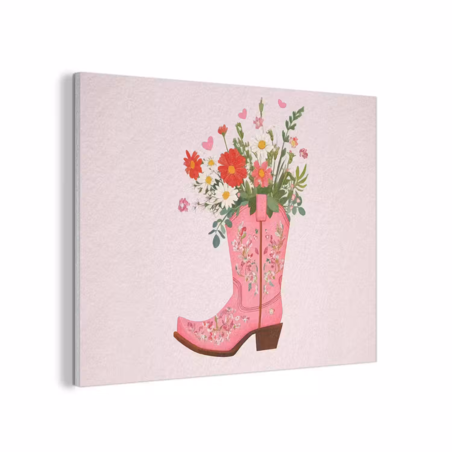Cowboylaarzen - Roze - Boeket - Bloemen PET vilt klein -3d
