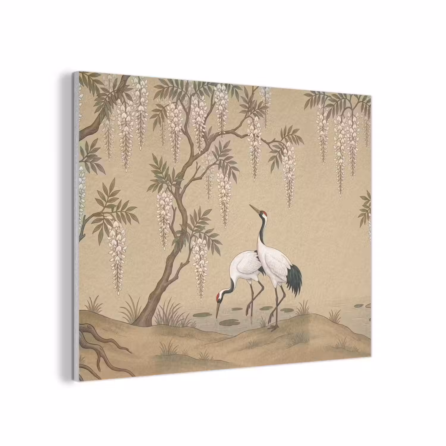 Kraanvogels - Water - Beige PET vilt klein -3d