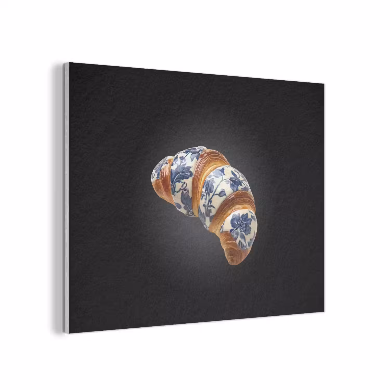 Croissant - Bloemenpatroon - Delftsblauw PET vilt klein -3d