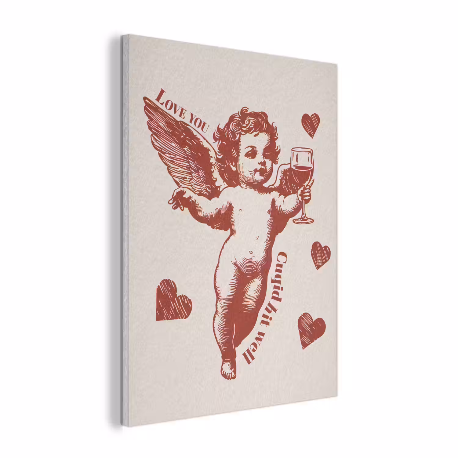 Cupido - Hartjes - Rood - Klassiek PET vilt klein -3d