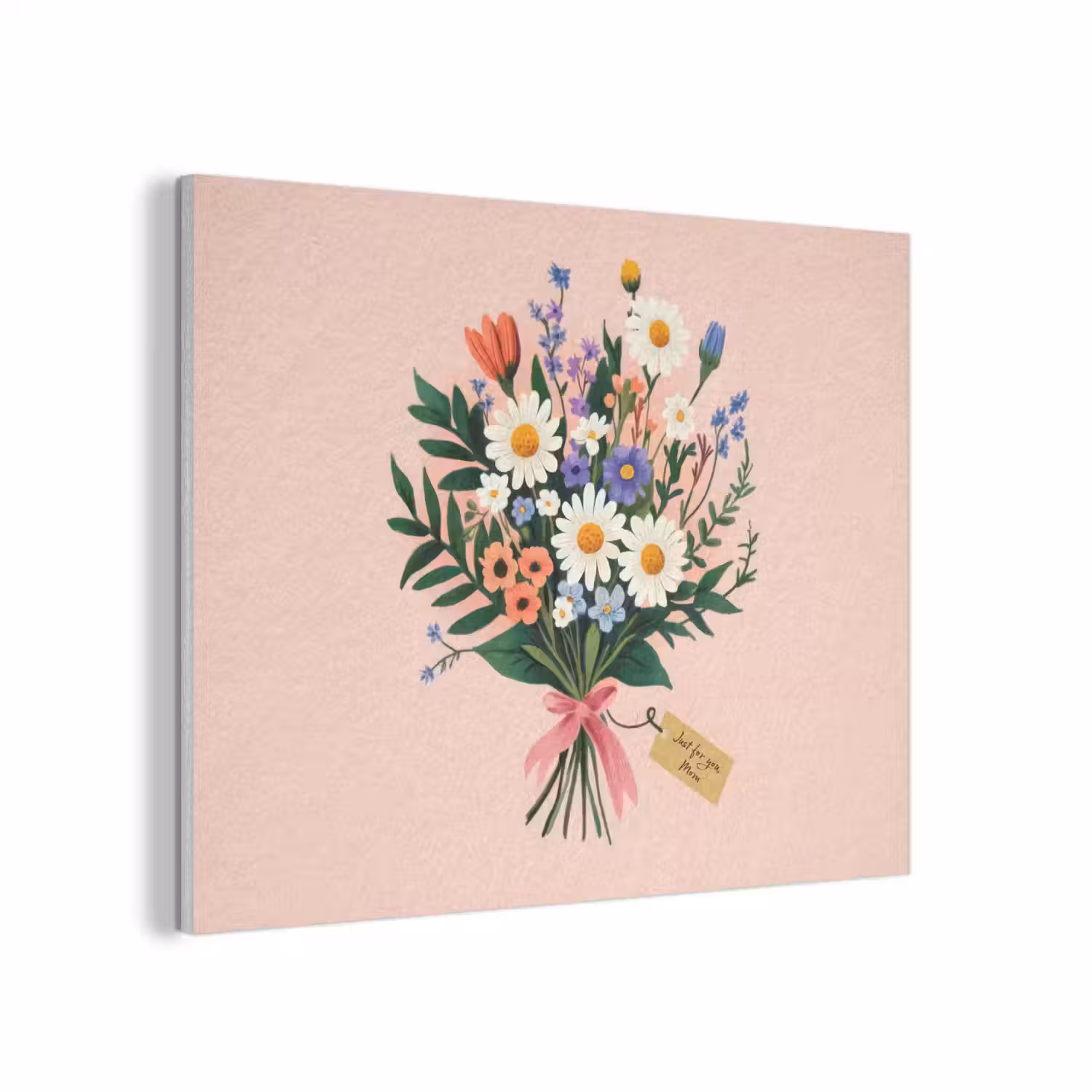 Margrieten - Boeket - Strikje - Roze PET vilt klein -3d