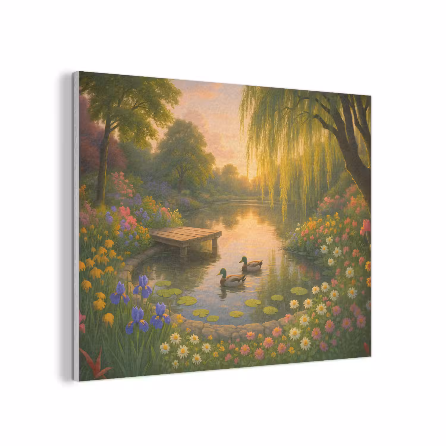Eenden - Vijver - Bloemen PET vilt klein -3d