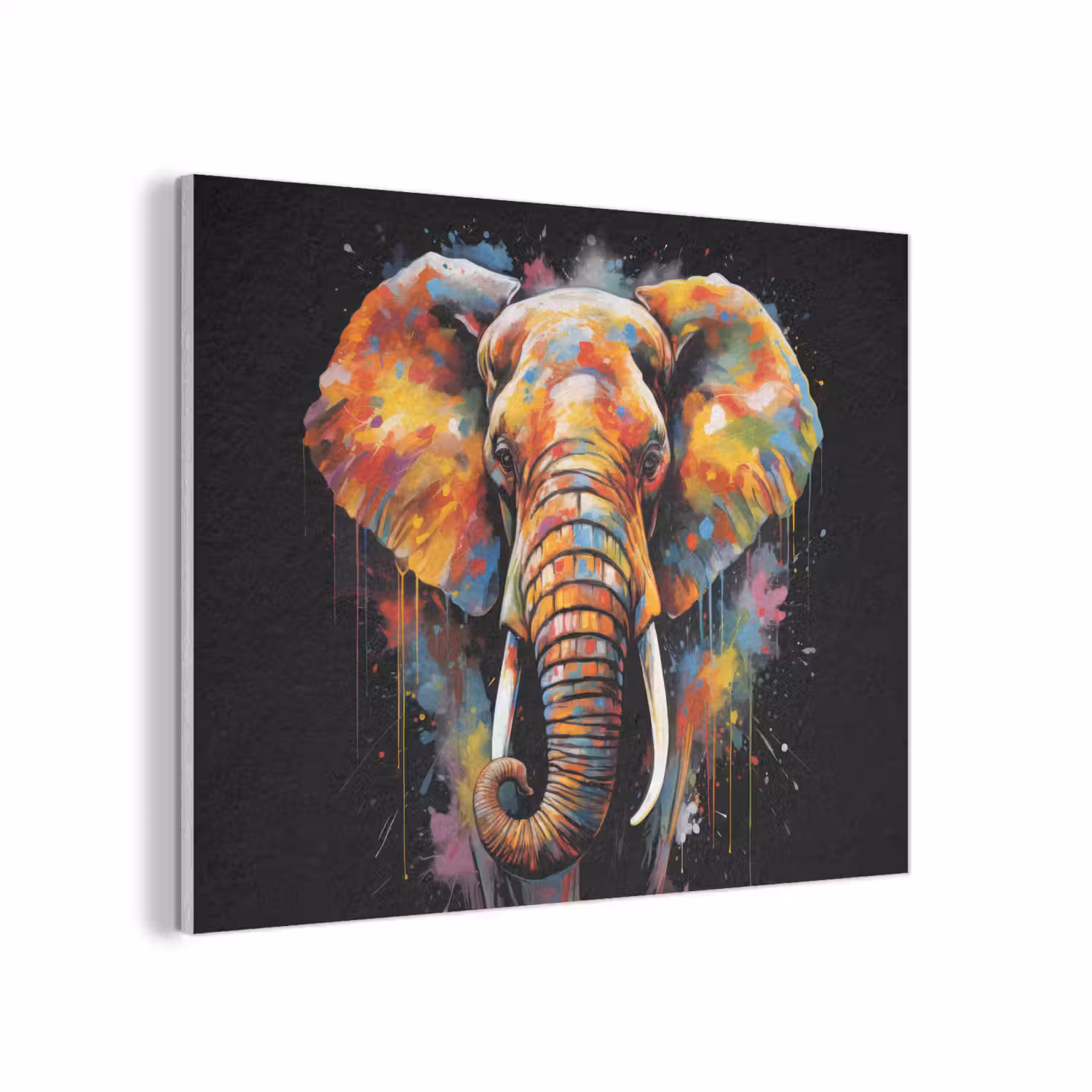 Olifant - Graffiti - Zwart - Dieren - Kleuren PET vilt klein -3d