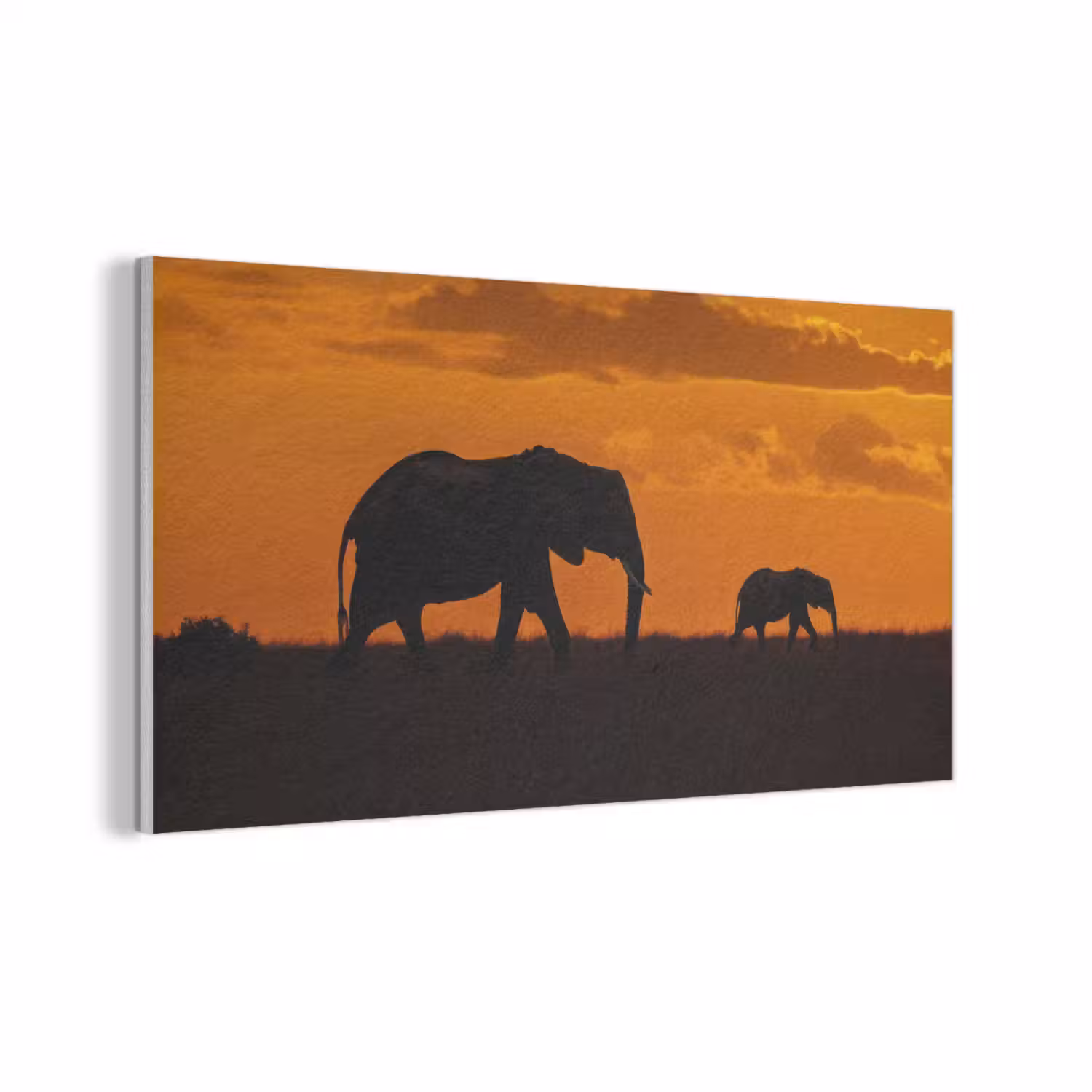 Olifanten - Savanne - Zonsondergang PET vilt middel -3d