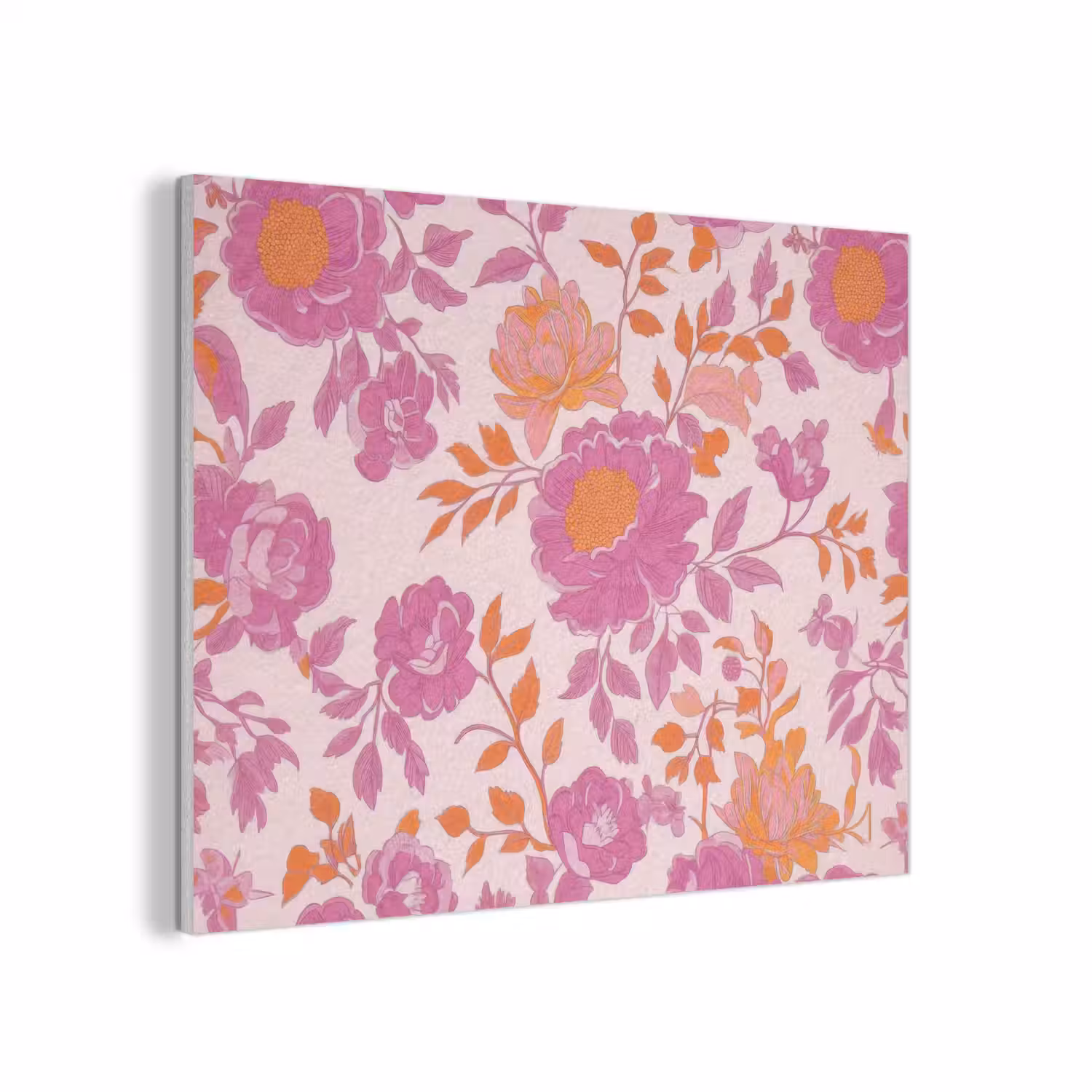Bloemenpatroon - Roze - Oranje - Bloemen PET vilt klein -3d