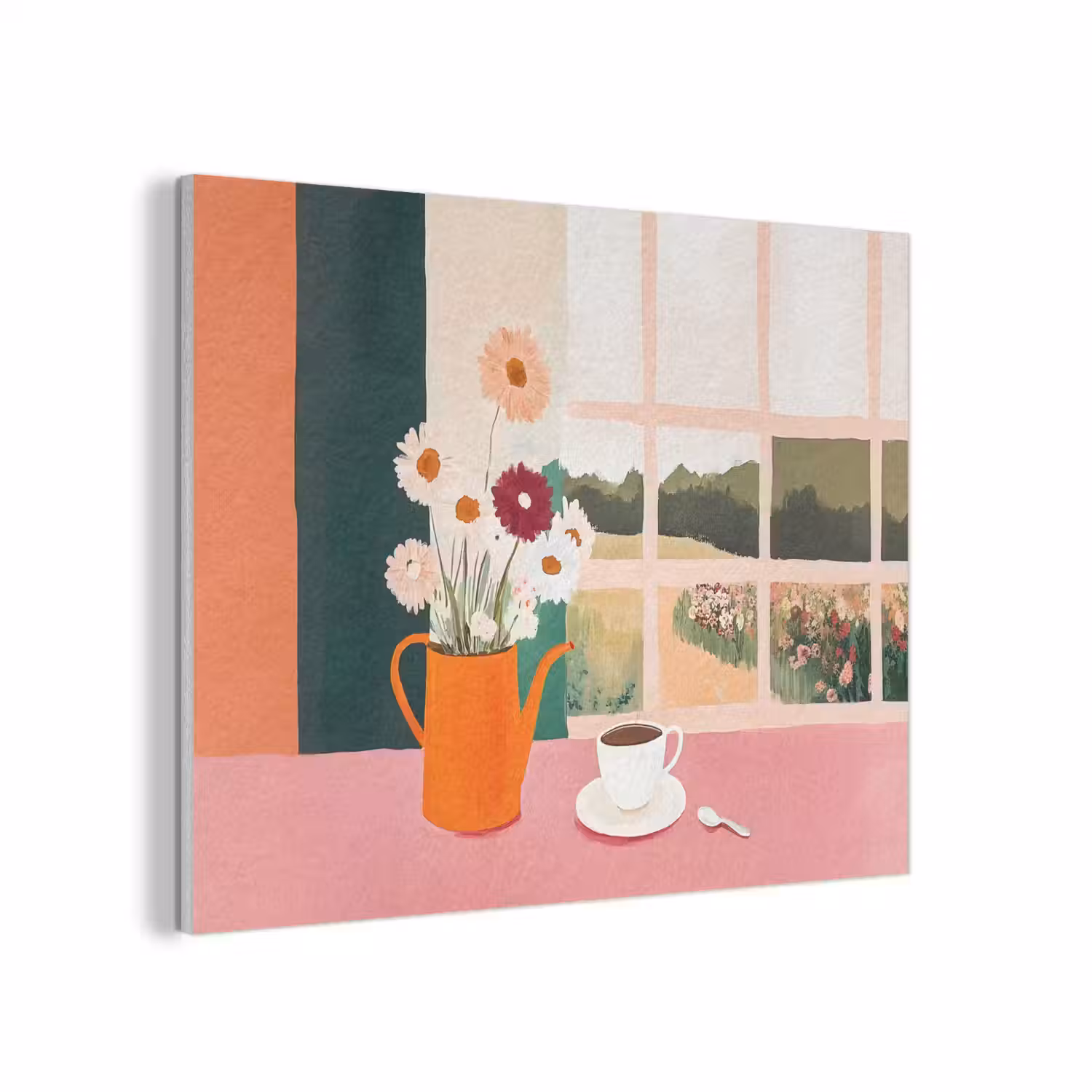Bloemen - Koffie - Raam PET vilt klein -3d