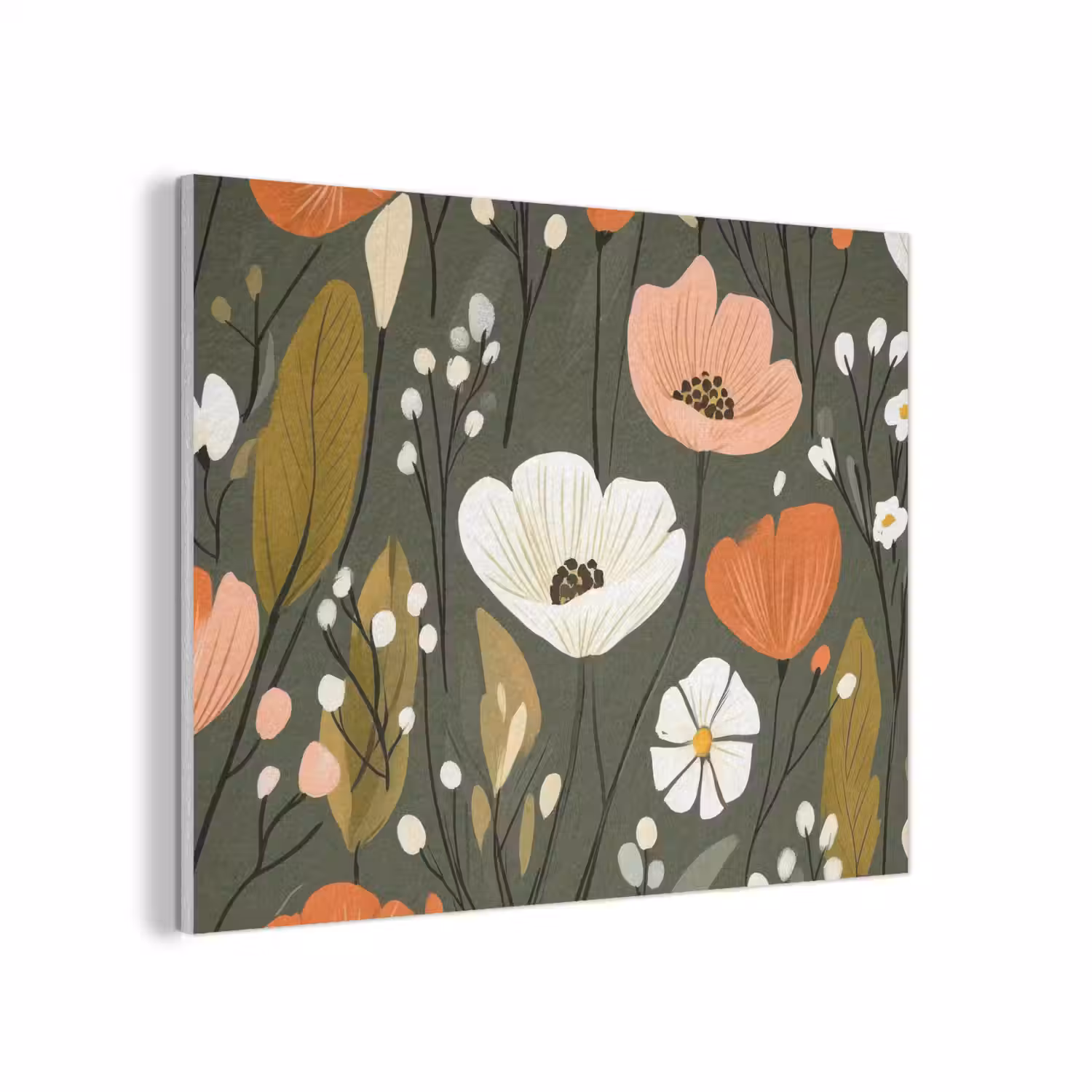 Bloemen - Illustratie - Groen PET vilt klein -3d
