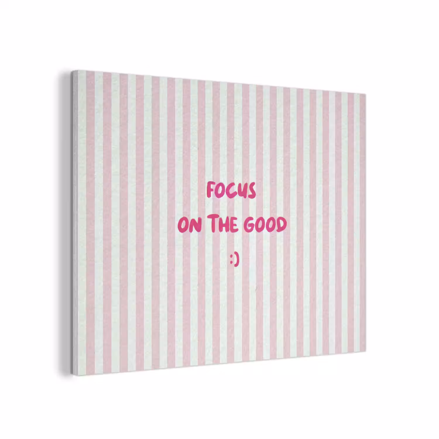 Focus on the good - Strepen - Roze - Smiley PET vilt klein -3d