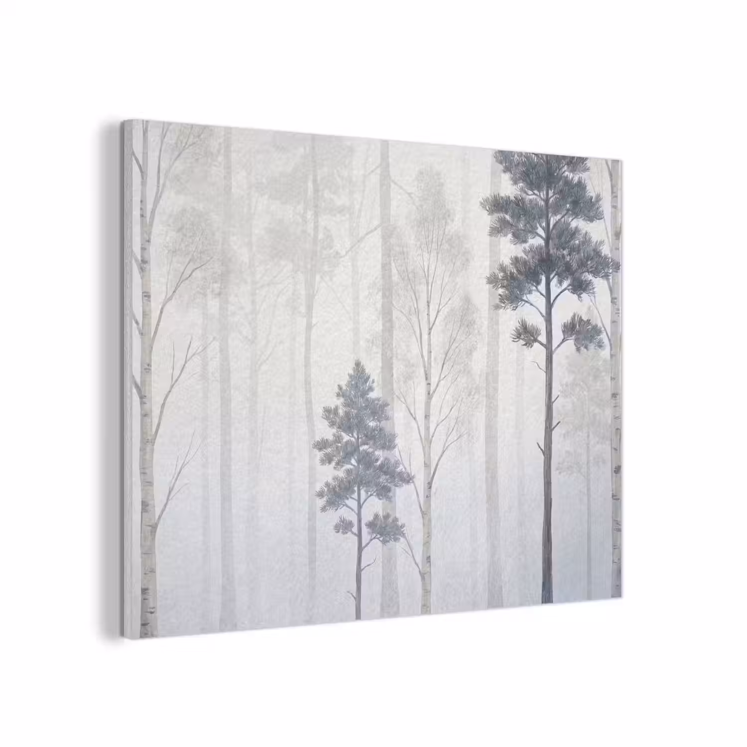 Bos - Bomen - Mist - Natuur - Illustratie - Grijs PET vilt klein -3d